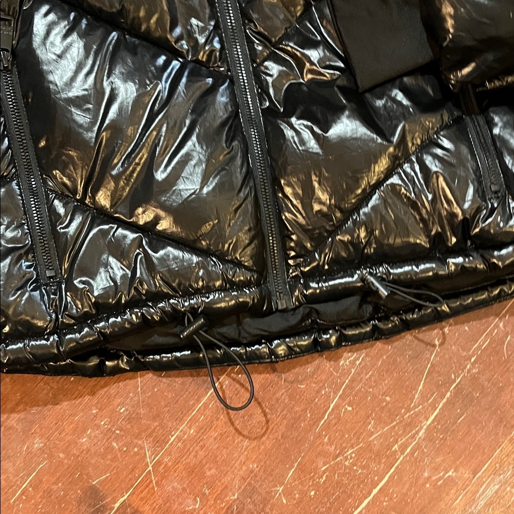Love & Sports Glossy Black Puffer Jacket - Shiny Finish - Picture 5 of 13